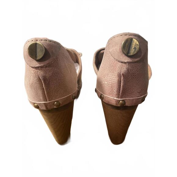 Sanita Clogs Danish Women's 35 Pink Suede Mules Wooden Heels - Picture 3 of 7